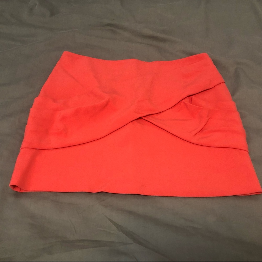 Maje Orange Red Asymmetrical Wrap Mini Skirt